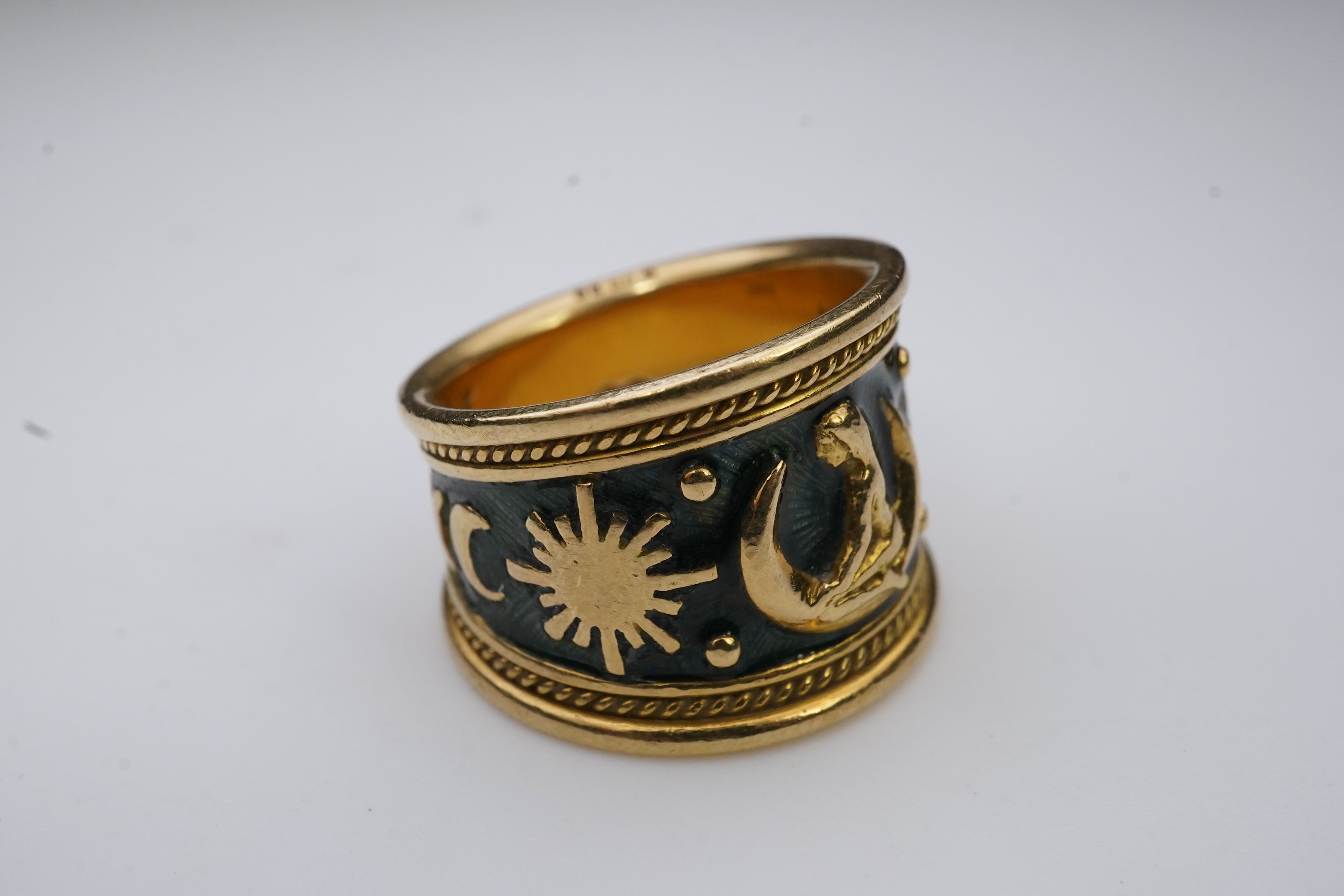 Elizabeth Gage, an enamel zodiac 'Virgo' ring, circa 1990